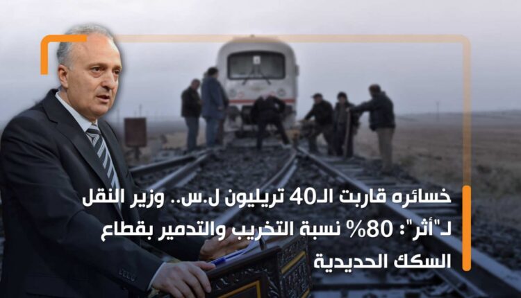 خسائره قاربت الـ 40 تريليون ل.س.. وزير النقل لـ"أثر": 80% نسبة التخريب والتدمير بقطاع السكك الحديدية